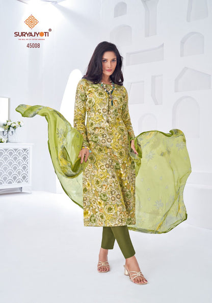 Naishaa Vol 45 Suryajyoti Jaam Satin Pant Style Suits Supplier