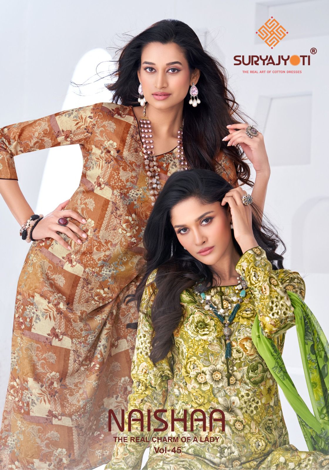 Naishaa Vol 45 Suryajyoti Jaam Satin Pant Style Suits Supplier