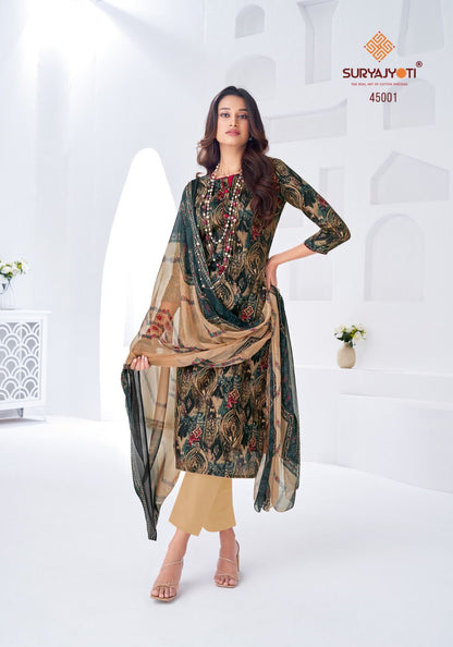 Naishaa Vol 45 Suryajyoti Jaam Satin Pant Style Suits Supplier