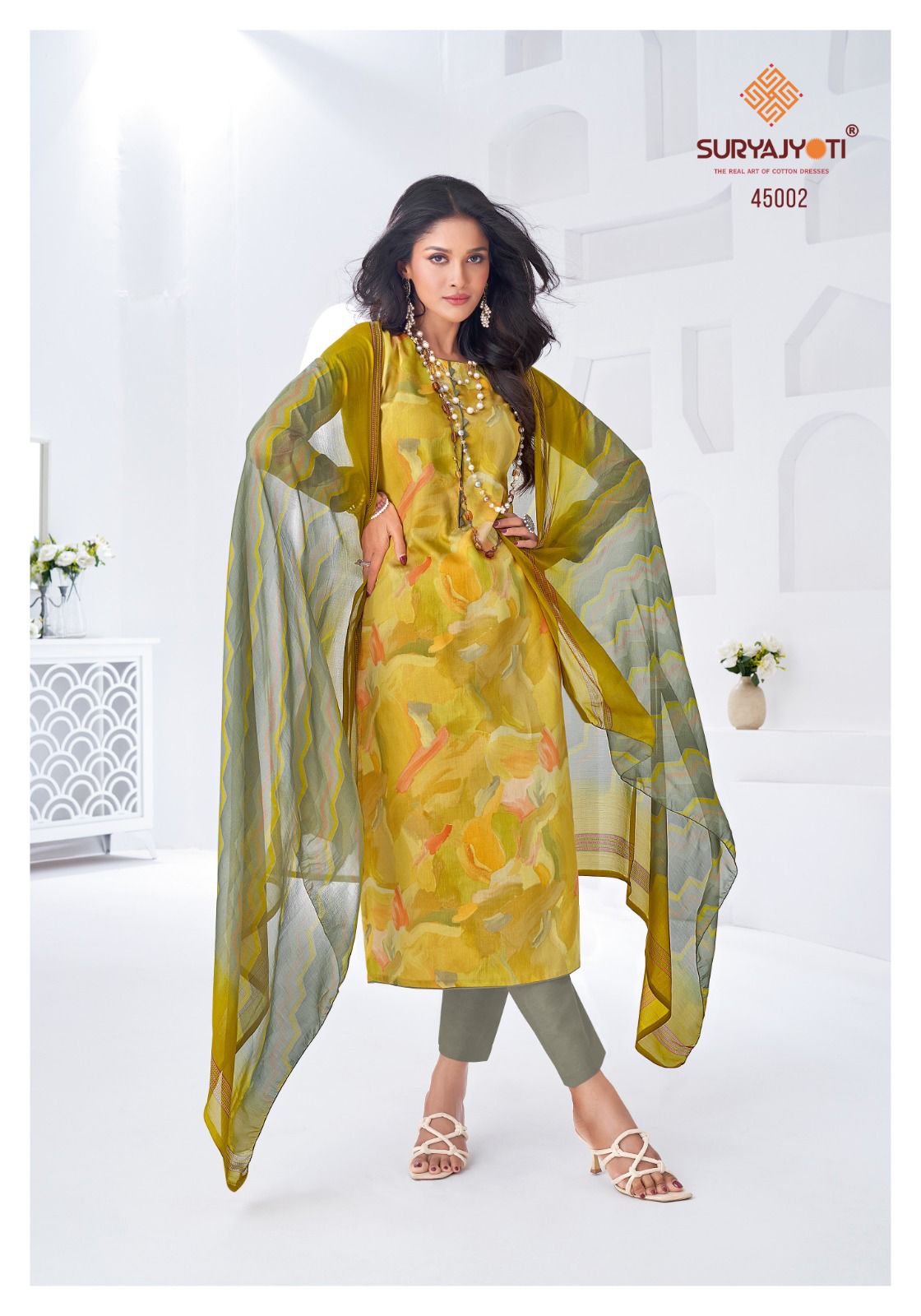 Naishaa Vol 45 Suryajyoti Jaam Satin Pant Style Suits Supplier