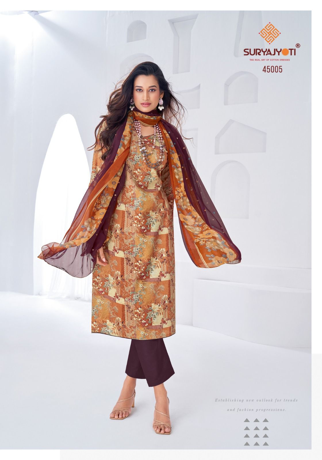 Naishaa Vol 45 Suryajyoti Jaam Satin Pant Style Suits Supplier