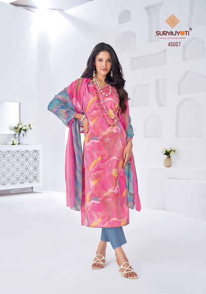 Naishaa Vol 45 Suryajyoti Jaam Satin Pant Style Suits Supplier
