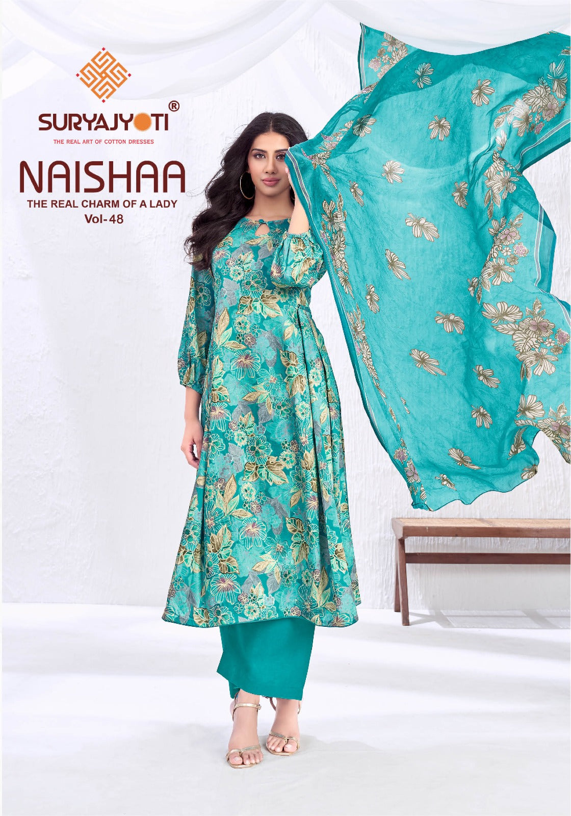 Naishaa Vol 48 Suryajyoti Jaam Satin Pant Style Suits Wholesaler India