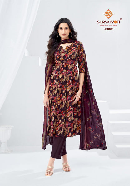Naishaa Vol 49 Suryajyoti Jaam Satin Pant Style Suits Manufacturer Gujarat