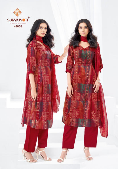 Naishaa Vol 49 Suryajyoti Jaam Satin Pant Style Suits Manufacturer Gujarat