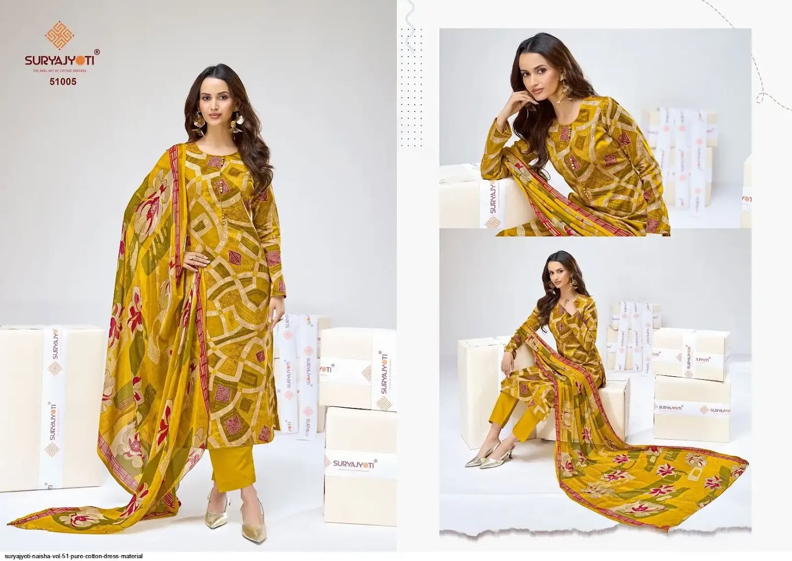 Naishaa Vol 51 Suryajyoti Jaam Satin Pant Style Suits Manufacturer India