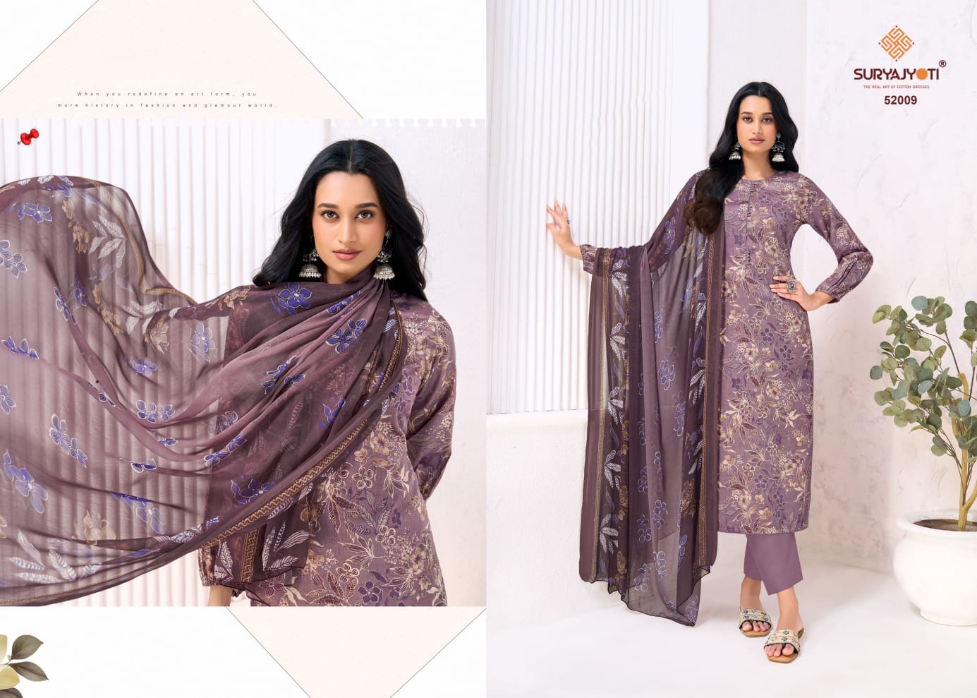 Naishaa Vol 52 Suryajyoti Jam Satin Pant Style Suits Manufacturer Gujarat