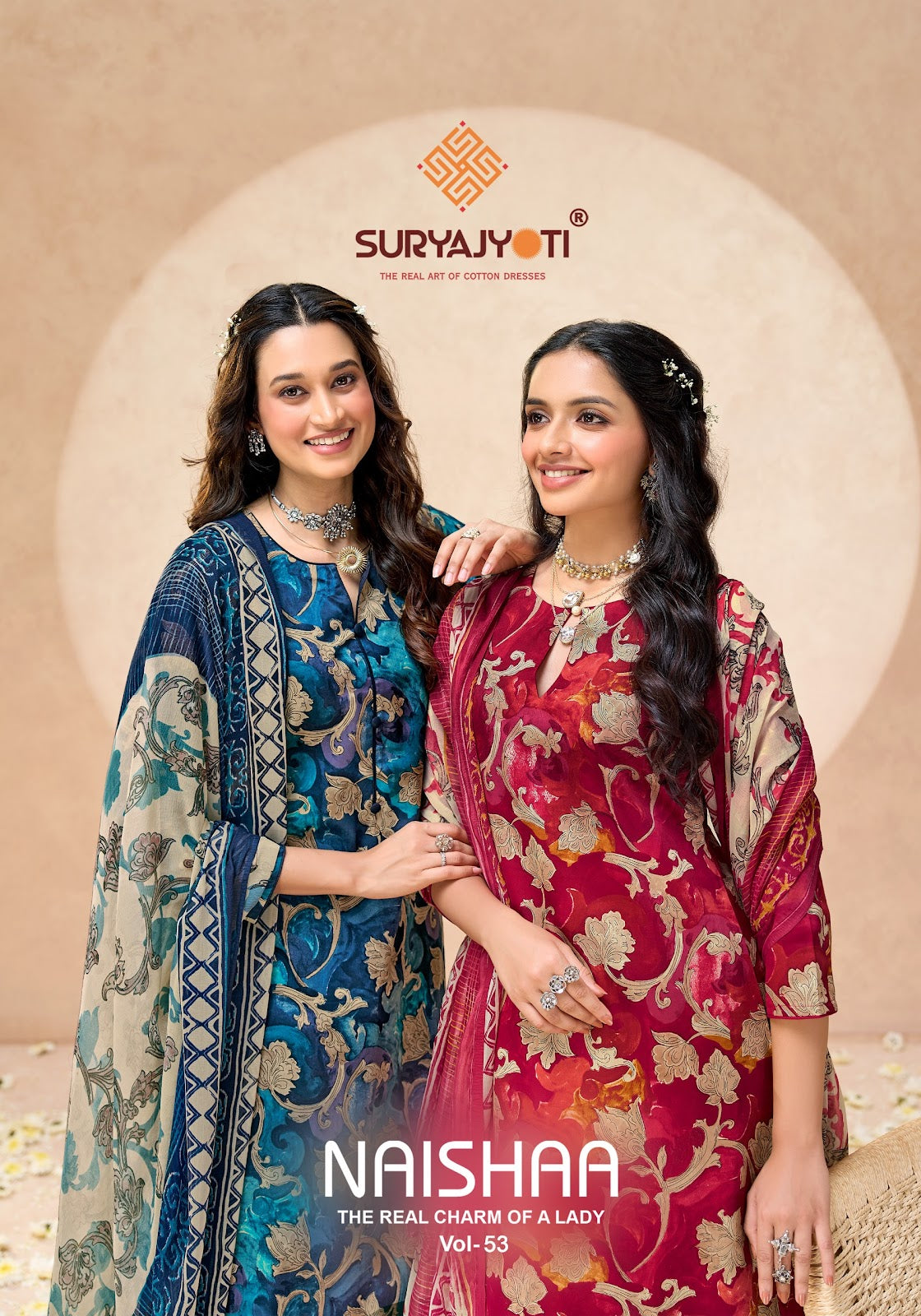 Naishaa Vol 53 Suryajyoti Jaam Satin Pant Style Suits Supplier Gujarat