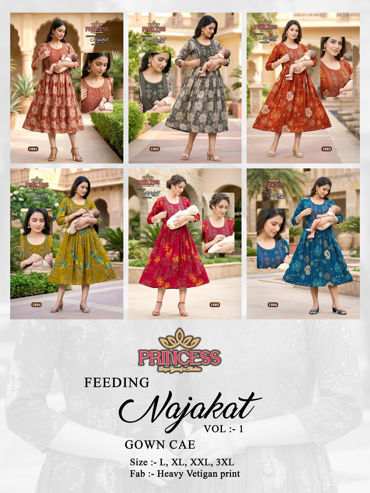 Najakat Vol 1 Princess Creation Vetican Feeding Kurtis Supplier Gujarat