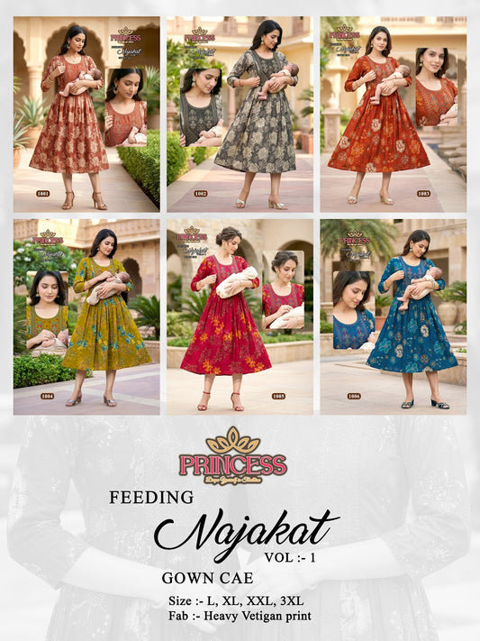 Najakat Vol 1 Princess Creation Vetican Feeding Kurtis Supplier Gujarat