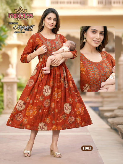 Najakat Vol 1 Princess Creation Vetican Feeding Kurtis Supplier Gujarat