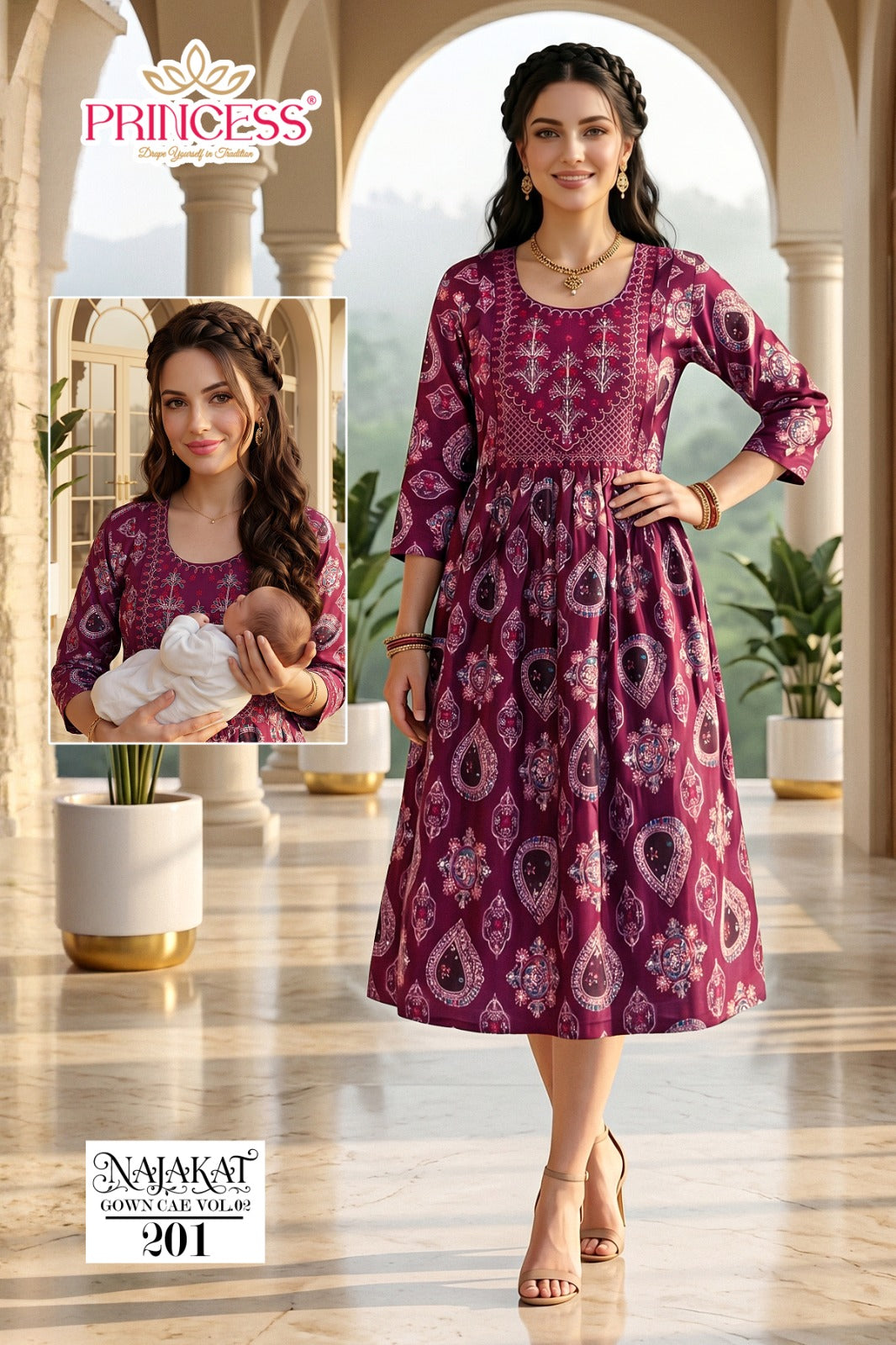 Najakat Vol 2 Princess Creation Vatican Feeding Kurtis Manufacturer India