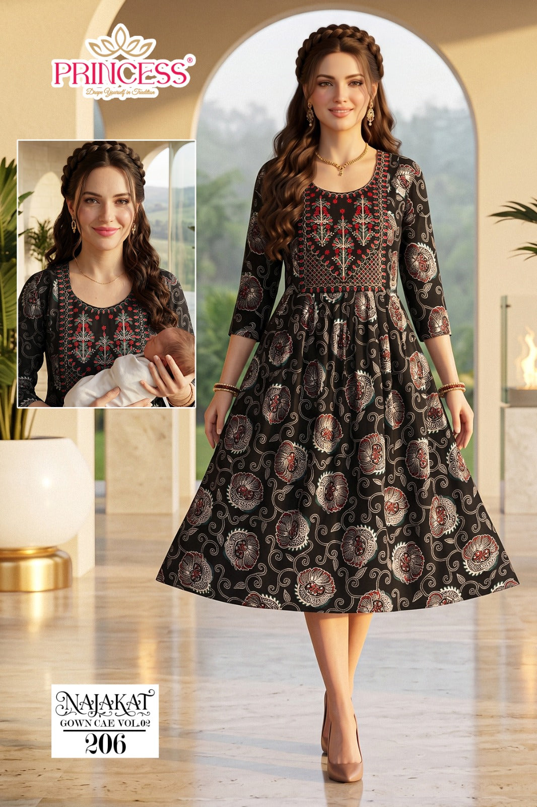 Najakat Vol 2 Princess Creation Vatican Feeding Kurtis Manufacturer India
