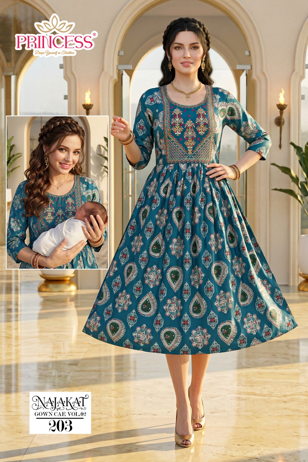 Najakat Vol 2 Princess Creation Vatican Feeding Kurtis Manufacturer India