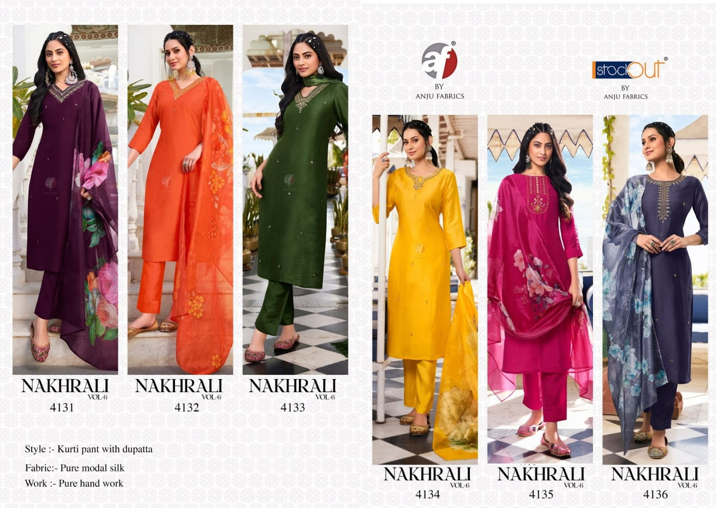 Nakhrali Vol 6 Af Modal Silk Readymade Pant Style Suits Wholesale Price