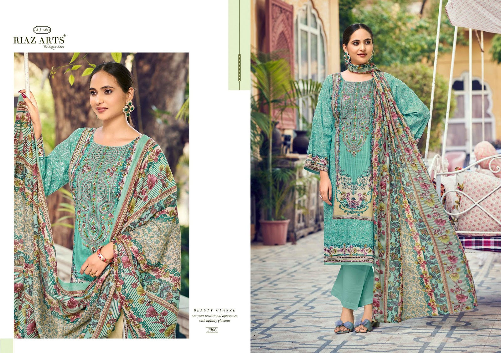 Naksh Riaz Art Cotton Cambric Karachi Salwar Suits Exporter