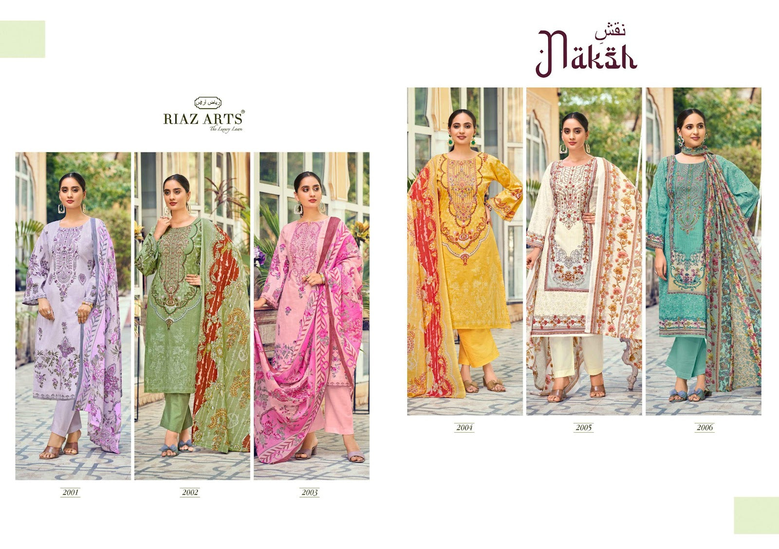 Naksh Riaz Art Cotton Cambric Karachi Salwar Suits Exporter