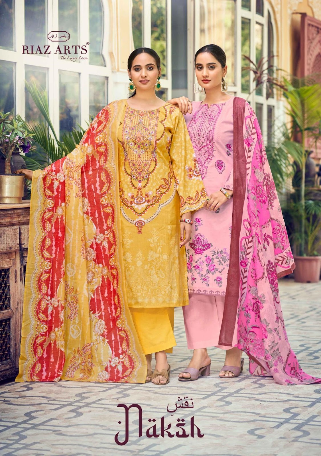 Naksh Riaz Art Cotton Cambric Karachi Salwar Suits Exporter