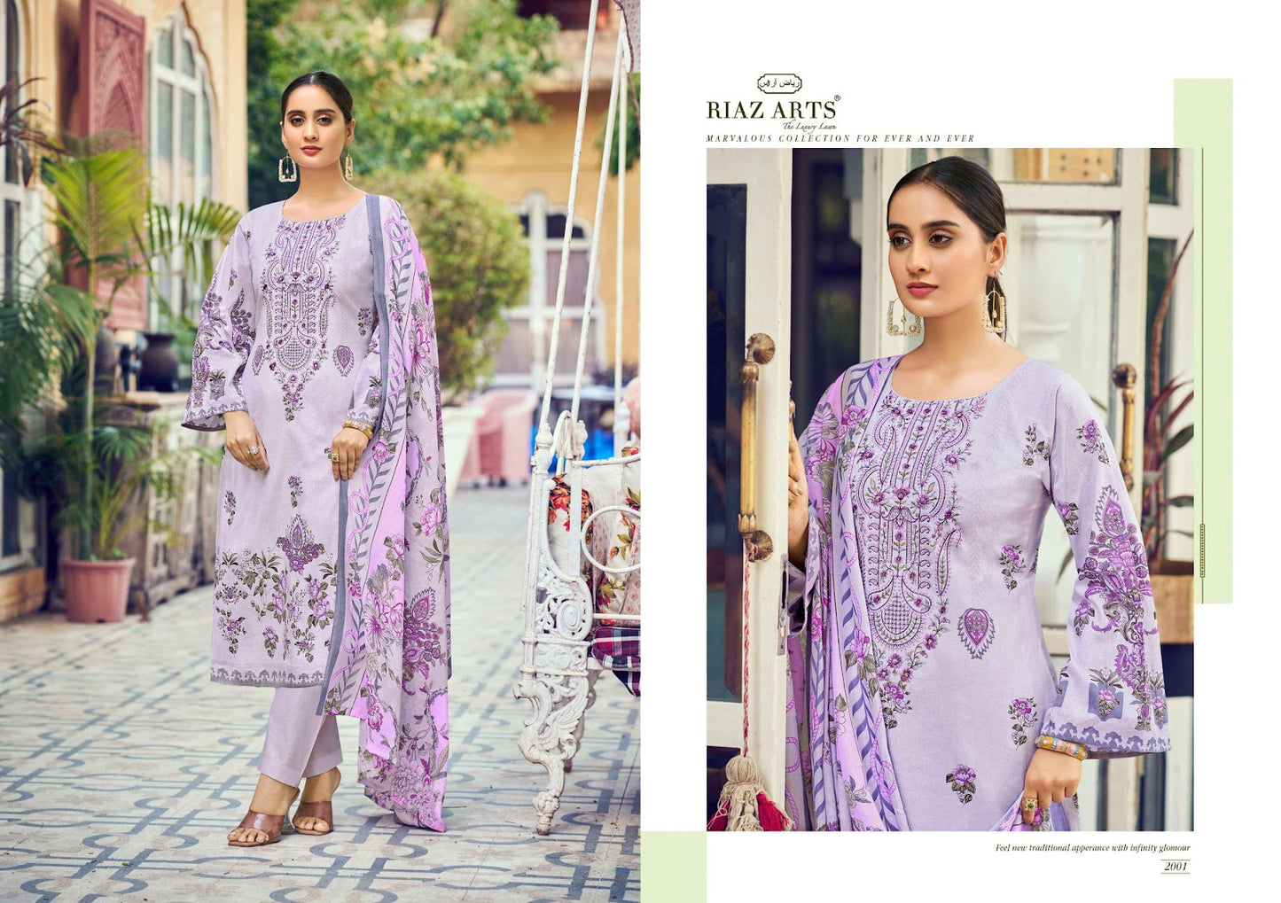 Naksh Riaz Art Cotton Cambric Karachi Salwar Suits Exporter