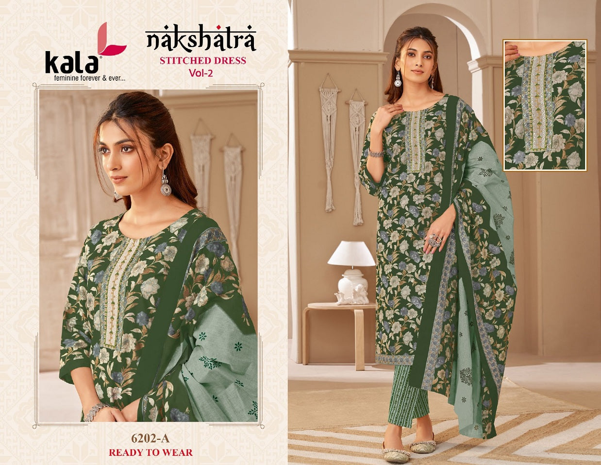 Nakshatra Vol 2 Kala Heavy Cotton Readymade Pant Style Suits Wholesaler