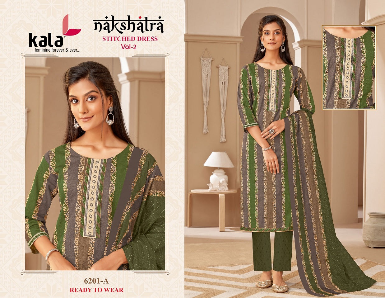Nakshatra Vol 2 Kala Heavy Cotton Readymade Pant Style Suits Wholesaler