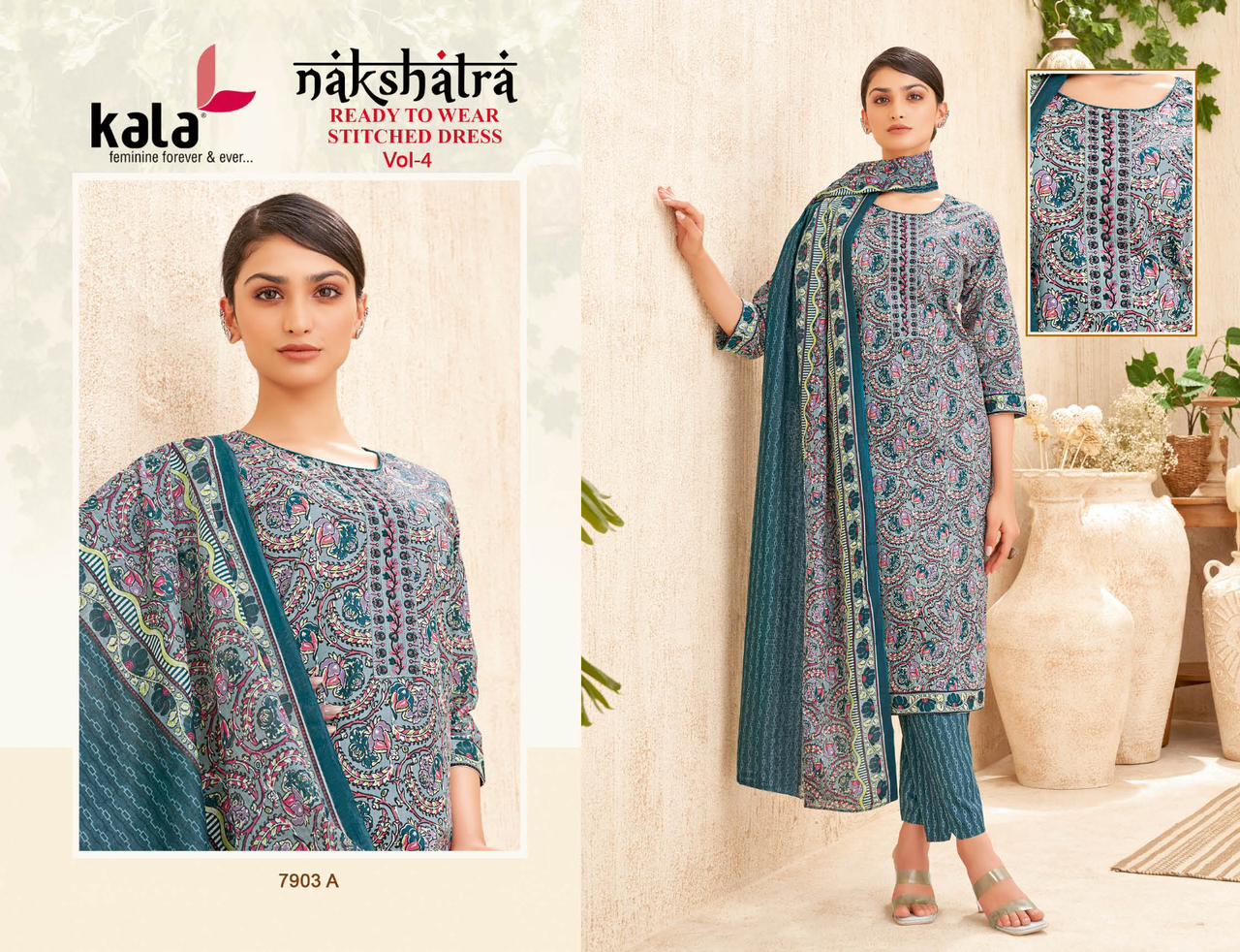 Nakshatra Vol 4 Kala Readymade Cotton Pant Suits Manufacturer Gujarat