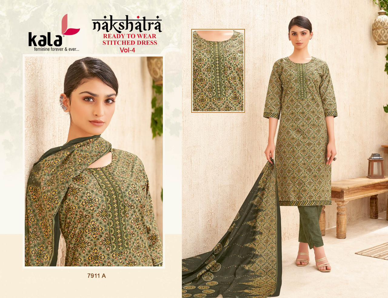 Nakshatra Vol 4 Kala Readymade Cotton Pant Suits Manufacturer Gujarat