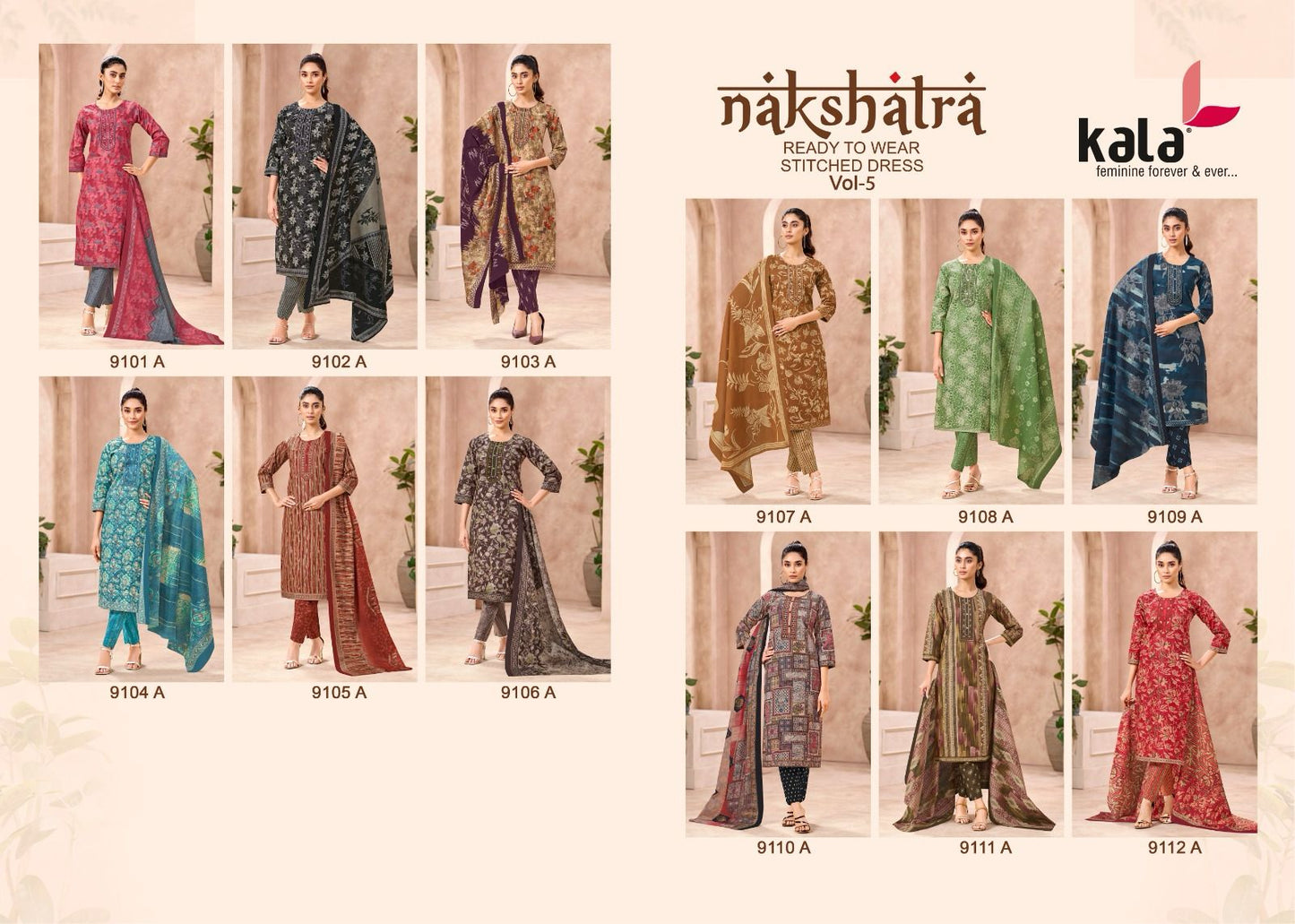 Nakshatra Vol 5 A Kala Readymade Cotton Pant Suits Wholesaler Gujarat