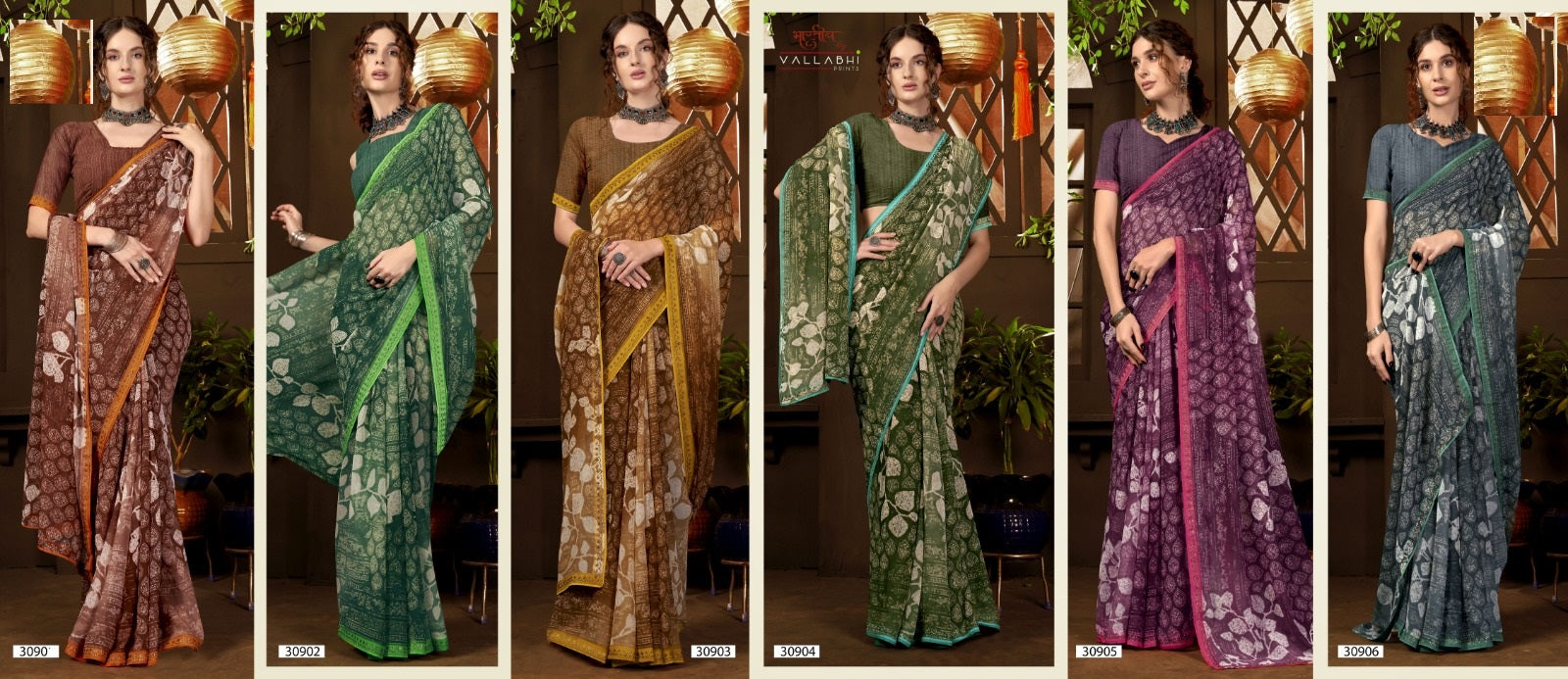 Namiksha Vol 7 Vallabhi Prints Georgette Sarees Supplier Ahmedabad
