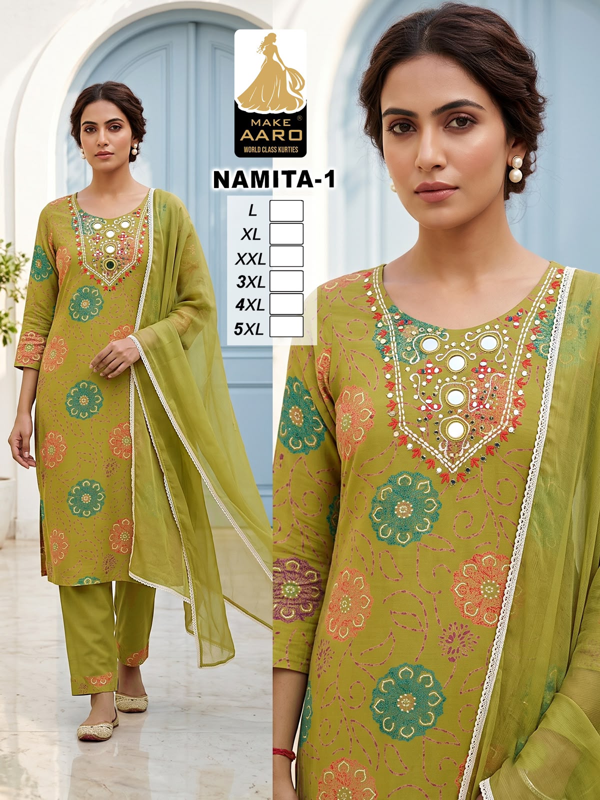 Namita Make Aaro Chanderi Readymade Pant Style Suits Supplier Gujarat