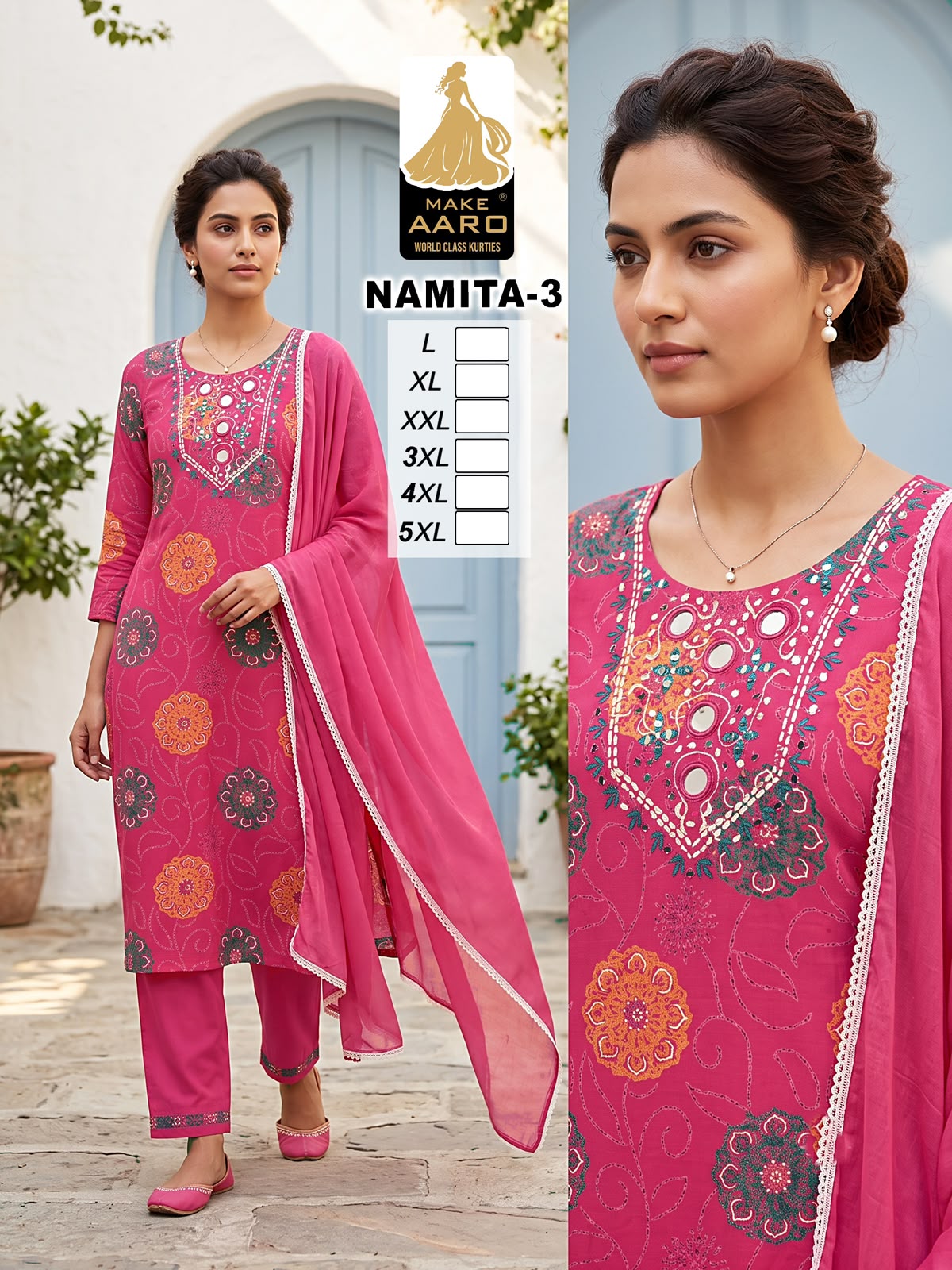 Namita Make Aaro Chanderi Readymade Pant Style Suits Supplier Gujarat