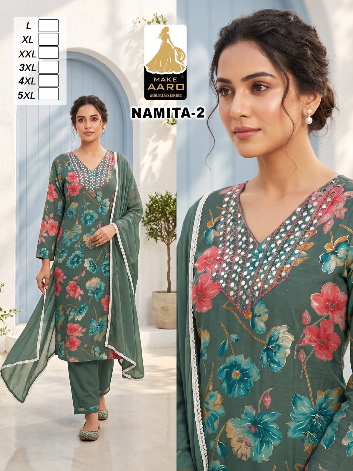 Namita Make Aaro Chanderi Readymade Pant Style Suits Supplier Gujarat