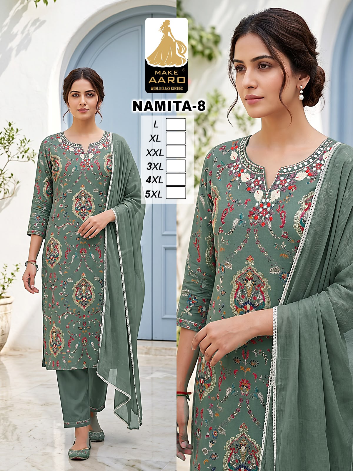 Namita Make Aaro Chanderi Readymade Pant Style Suits Supplier Gujarat