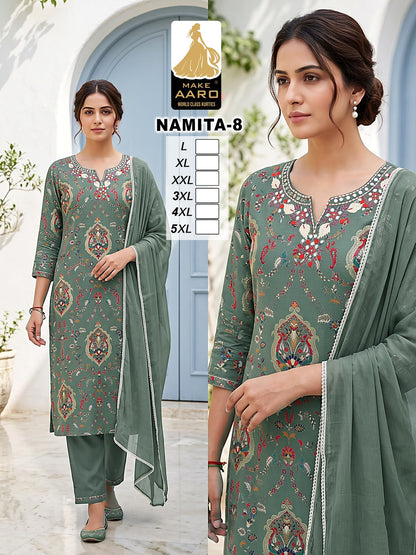 Namita Make Aaro Chanderi Readymade Pant Style Suits Supplier Gujarat