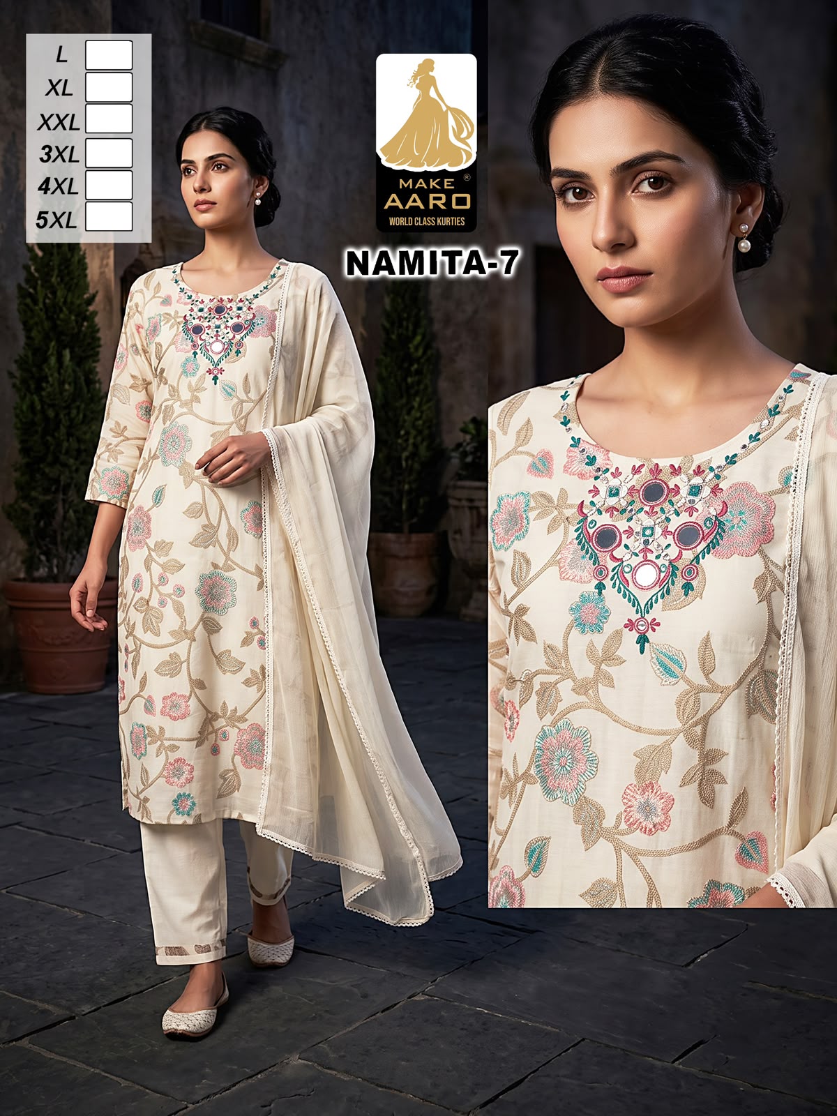 Namita Make Aaro Chanderi Readymade Pant Style Suits Supplier Gujarat
