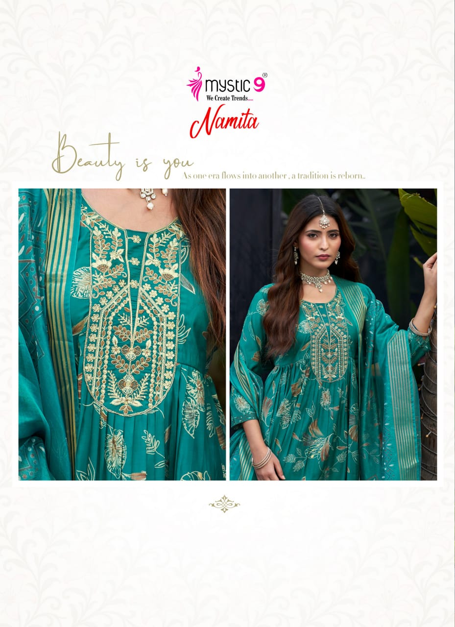 Namita Vol 1 Mystic 9 Muslin Readymade Anarkali Suits Exporter India