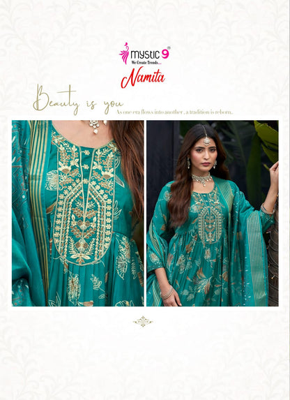 Namita Vol 1 Mystic 9 Muslin Readymade Anarkali Suits Exporter India