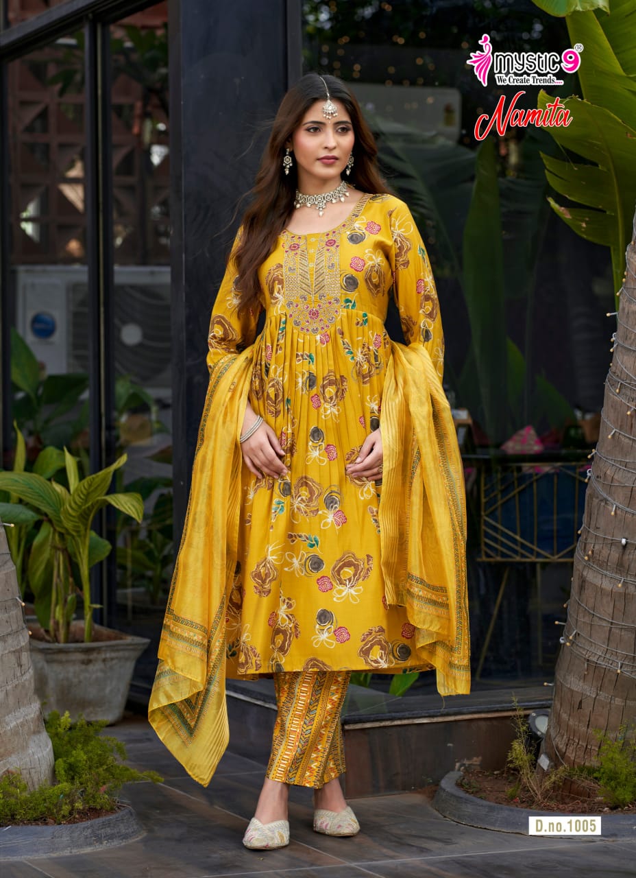 Namita Vol 1 Mystic 9 Muslin Readymade Anarkali Suits Exporter India