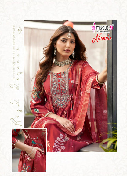 Namita Vol 1 Mystic 9 Muslin Readymade Anarkali Suits Exporter India