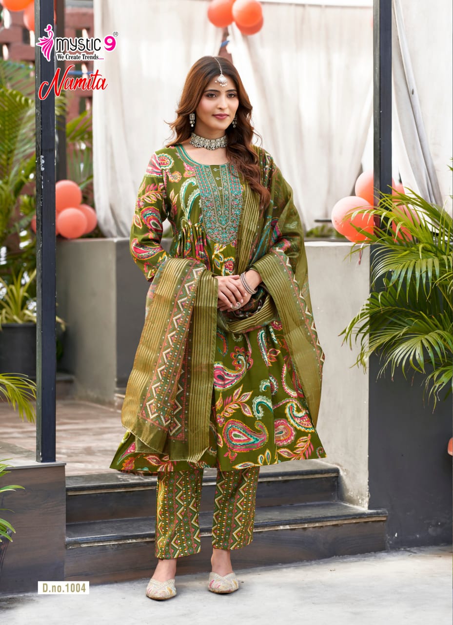 Namita Vol 1 Mystic 9 Muslin Readymade Anarkali Suits Exporter India