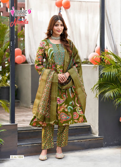 Namita Vol 1 Mystic 9 Muslin Readymade Anarkali Suits Exporter India