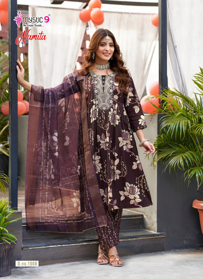 Namita Vol 1 Mystic 9 Muslin Readymade Anarkali Suits Exporter India
