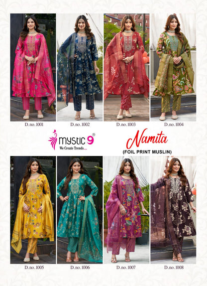 Namita Vol 1 Mystic 9 Muslin Readymade Anarkali Suits Exporter India