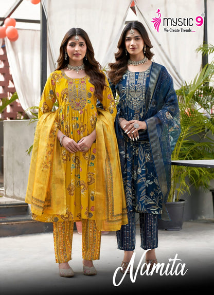 Namita Vol 1 Mystic 9 Muslin Readymade Anarkali Suits Exporter India