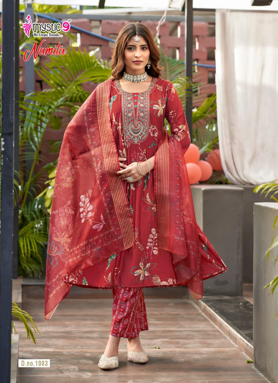 Namita Vol 1 Mystic 9 Muslin Readymade Anarkali Suits Exporter India