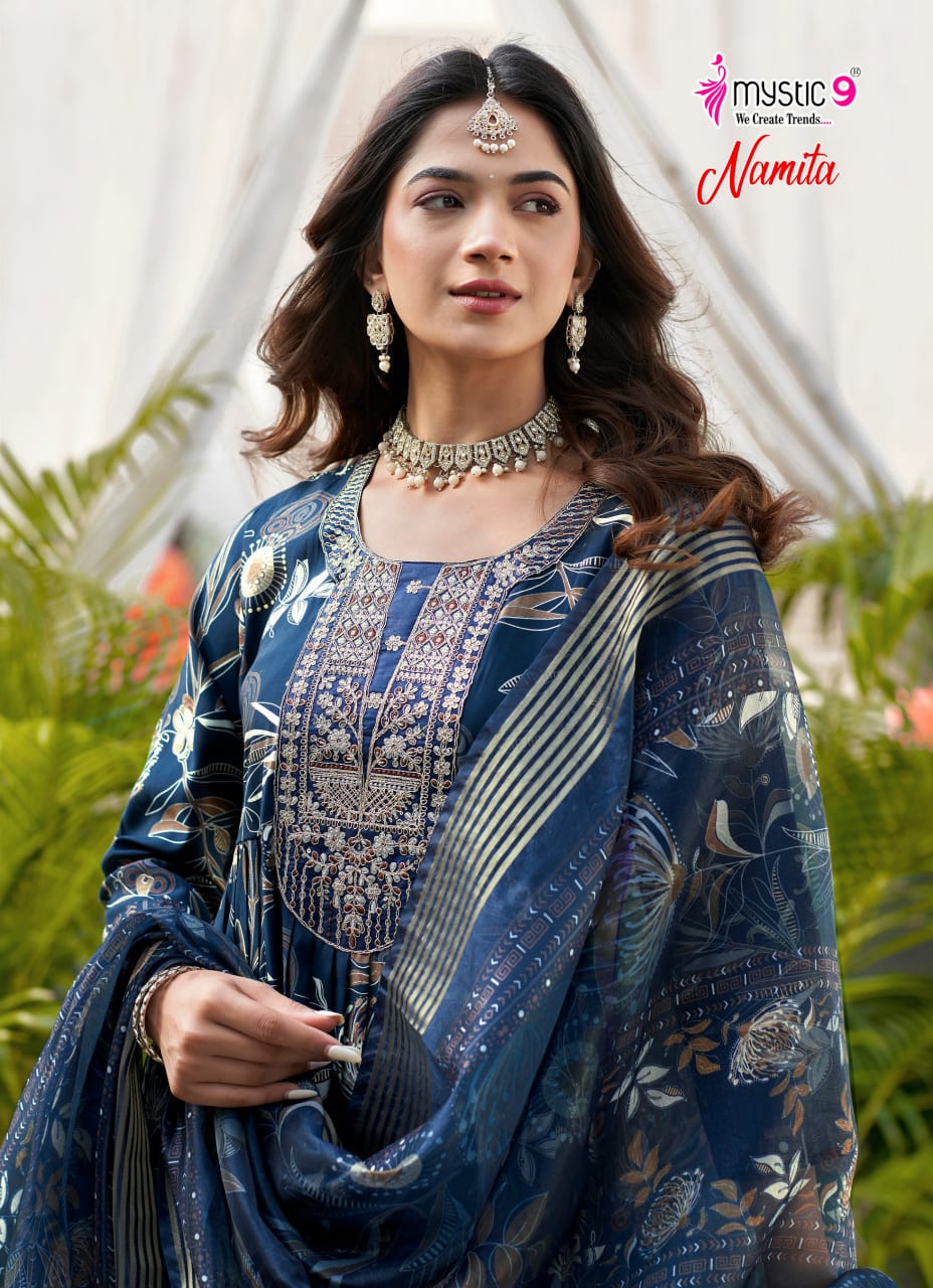 Namita Vol 1 Mystic 9 Muslin Readymade Anarkali Suits Exporter India