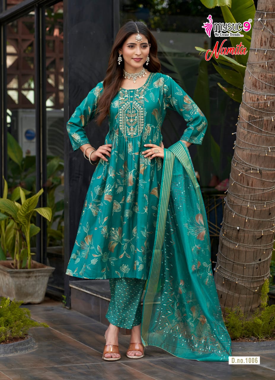 Namita Vol 1 Mystic 9 Muslin Readymade Anarkali Suits Exporter India