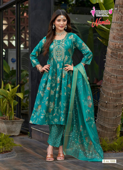 Namita Vol 1 Mystic 9 Muslin Readymade Anarkali Suits Exporter India