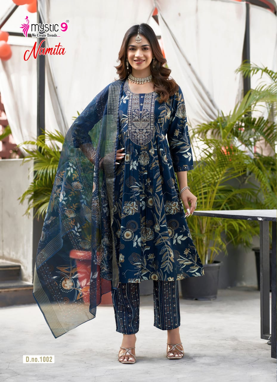 Namita Vol 1 Mystic 9 Muslin Readymade Anarkali Suits Exporter India