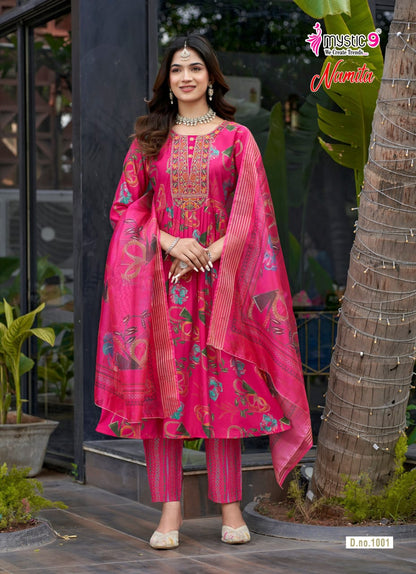 Namita Vol 1 Mystic 9 Muslin Readymade Anarkali Suits Exporter India